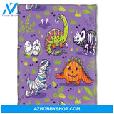 Halloween Scary Dinosaurs Fleece Blanket Halloween Adult Blanket, Pumpkins Emotions Halloween,Trick or Treat Home Decor Bedding Couch Sofa Soft And Comfy Cozy