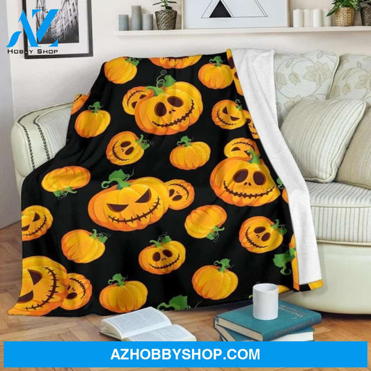 Halloween Scary Pumkins Fleece Blanket Halloween Adult Blanket, Pumpkins Emotions Halloween,Halloween Baby Blanket