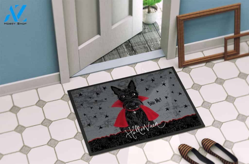 Halloween Scottish Terrier Dog Doormat Welcome Mat Housewarming Gift Home Decor Funny Doormat Gift For Friend Gift For Dog Lovers Halloween Day Gift