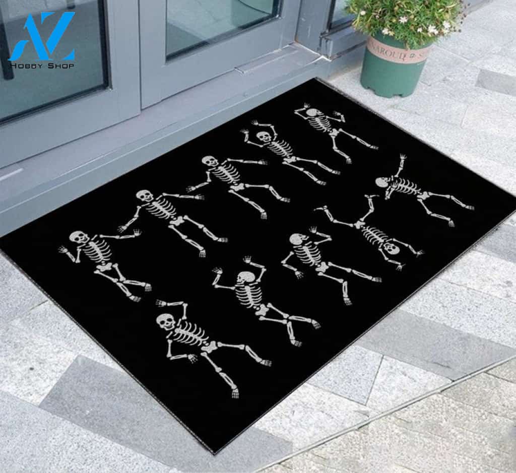 Halloween Skeleton Doormat, Dancing Skeleton Halloween Decor, Halloween Doormat