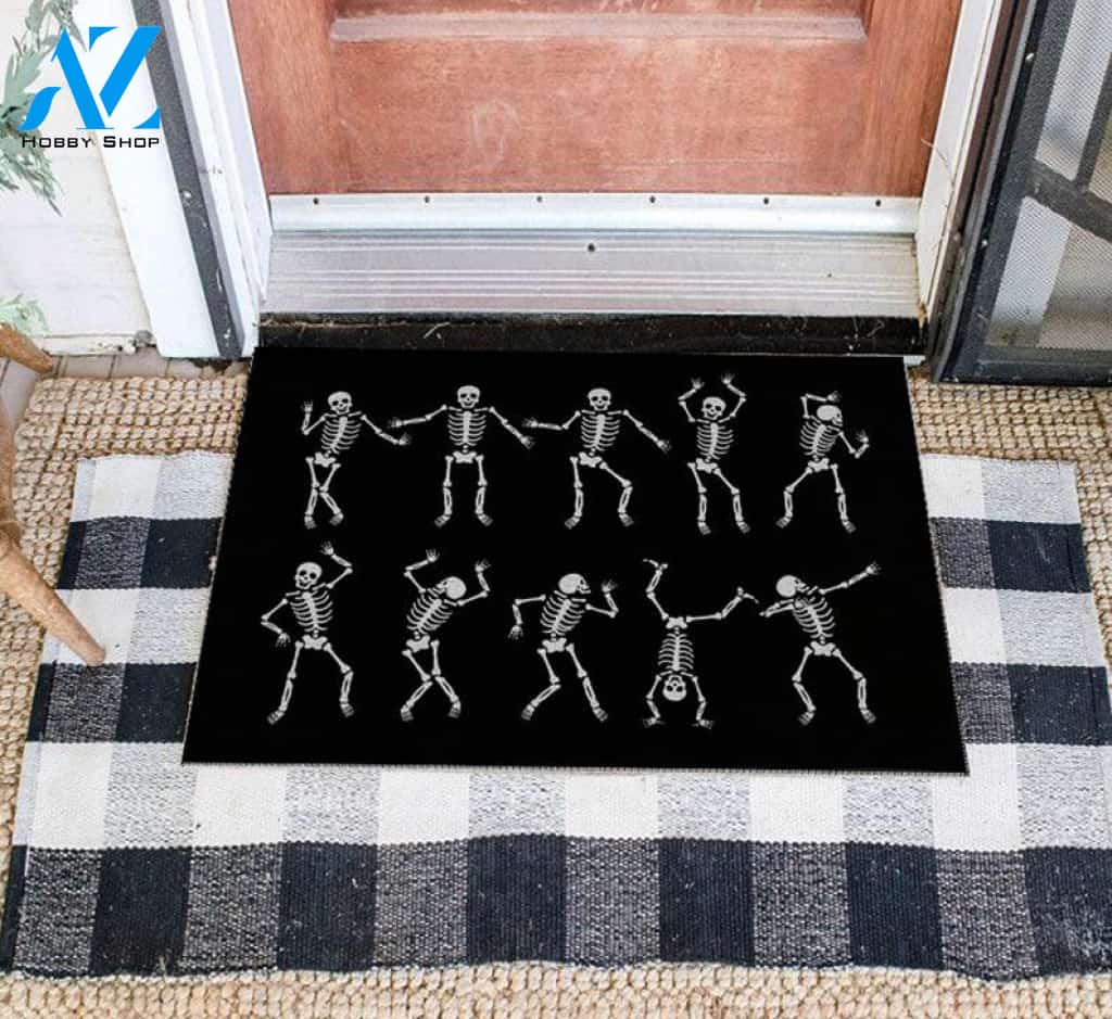 Halloween Skeleton Doormat, Dancing Skeleton Halloween Decor, Halloween Doormat