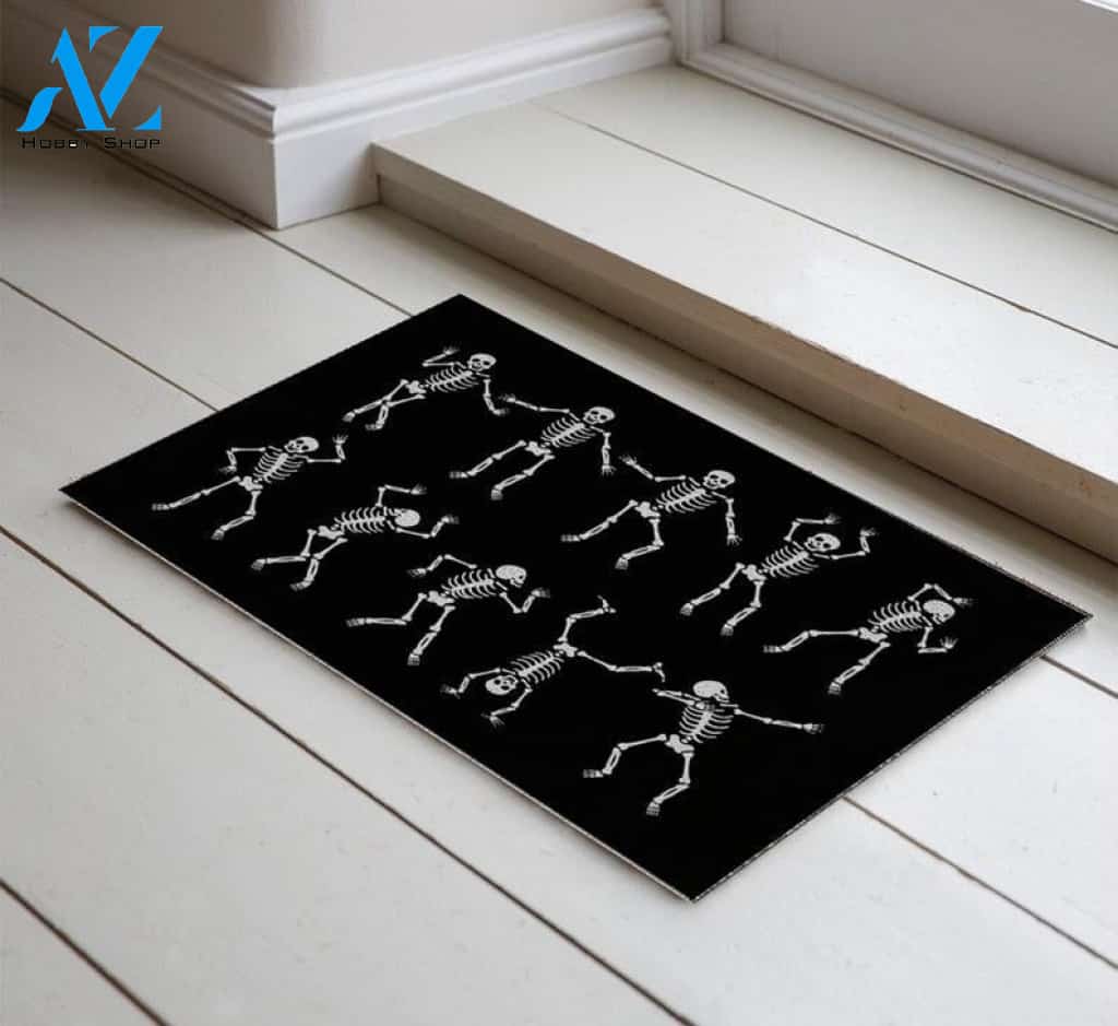 Halloween Skeleton Doormat, Dancing Skeleton Halloween Decor, Halloween Doormat
