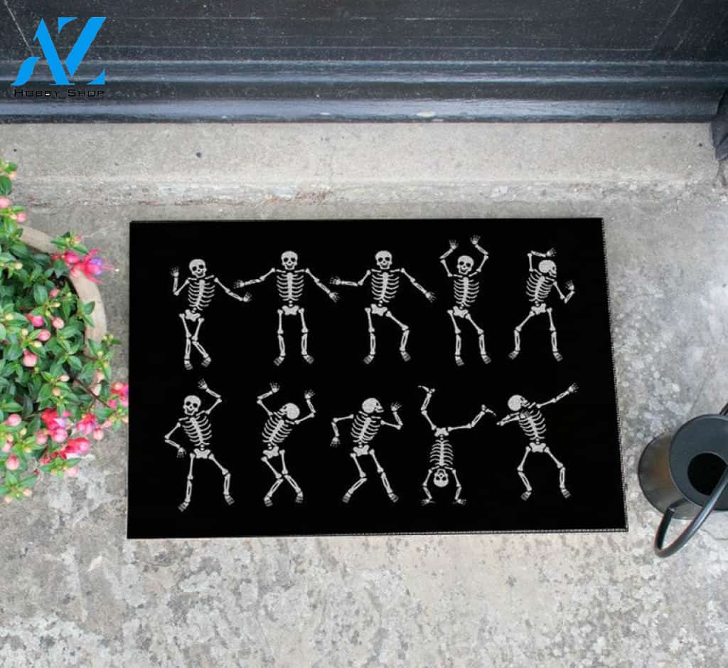 Halloween Skeleton Doormat, Dancing Skeleton Halloween Decor, Halloween Doormat