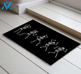 Personalized Name Family House Halloween Skeleton Doormat, Dancing Skeleton Halloween Decor, Halloween Mat