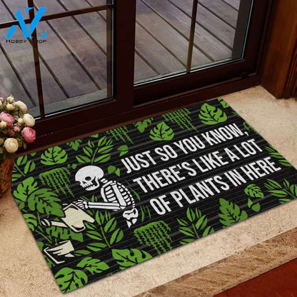 Halloween Skeleton There's Like A Lot Of Plants Doormat Indoor And Outdoor Mat Entrance Rug Sweet Home Decor Housewarming Gift Gift For Friend Family Stem Feminist