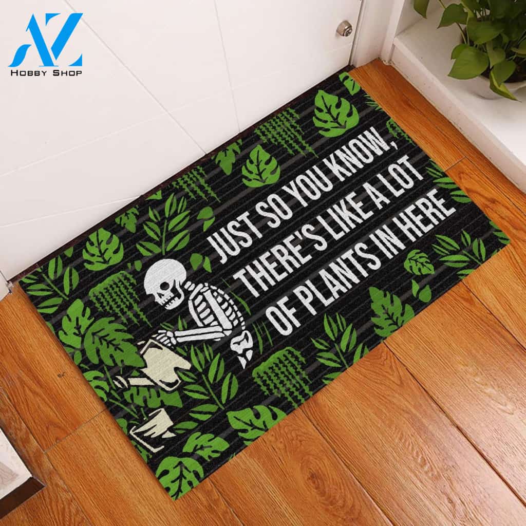 Personalized Name Family House Halloween Skeleton There'S Like A Lot Of Plants Doormat Indoor And Outdoor Mat Entrance Rug Sweet Home Decor Housewarming Gift Gift For Friend Family Stem Feminist