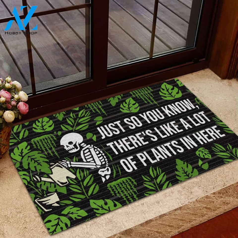 Personalized Name Family House Halloween Skeleton There'S Like A Lot Of Plants Doormat Indoor And Outdoor Mat Entrance Rug Sweet Home Decor Housewarming Gift Gift For Friend Family Stem Feminist