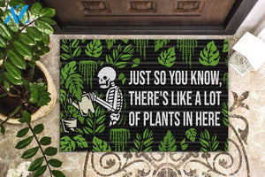 Personalized Name Family House Halloween Skeleton There'S Like A Lot Of Plants Doormat Indoor And Outdoor Mat Entrance Rug Sweet Home Decor Housewarming Gift Gift For Friend Family Stem Feminist