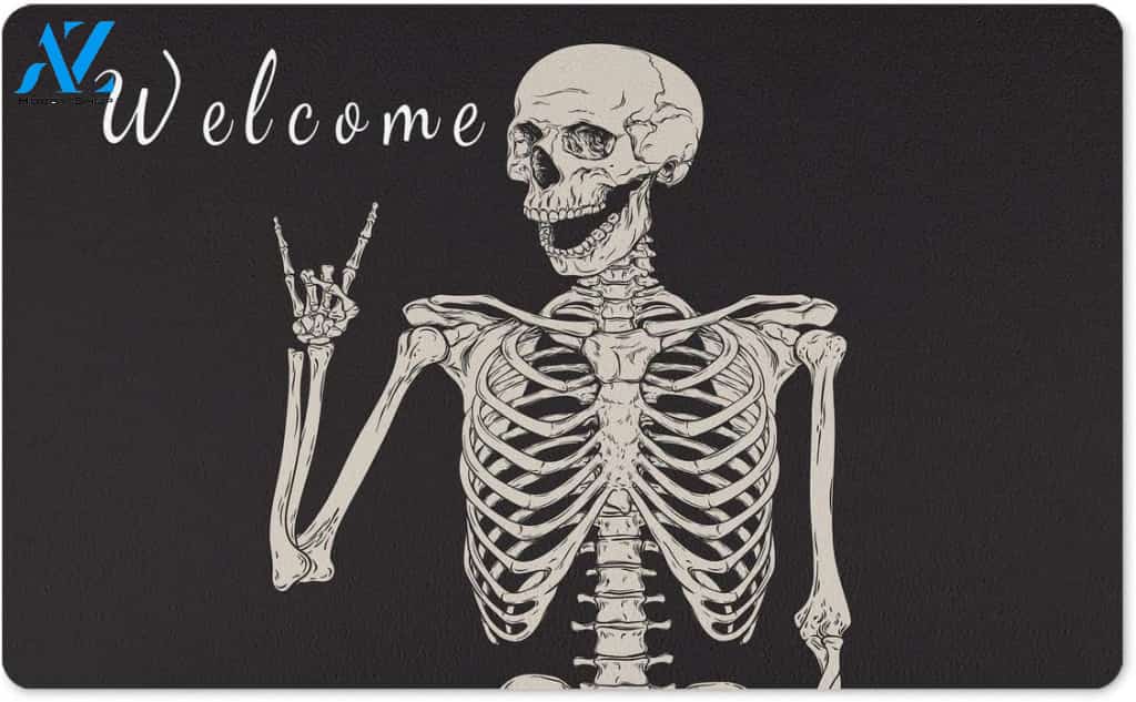 Halloween Skeleton Welcomes You Doormat Indoor And Outdoor Mat Entrance Rug Sweet Home Decor Housewarming Gift Gift For Friend Family Stem Feminist