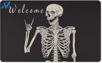 Halloween Skeleton Welcomes You Doormat Indoor And Outdoor Mat Entrance Rug Sweet Home Decor Housewarming Gift Gift For Friend Family Stem Feminist