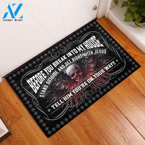 Halloween Skull Before You Break Into My House Doormat Indoor And Outdoor Mat Entrance Rug Sweet Home Decor Housewarming Gift Gift For Friend Family Stem Feminist