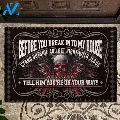 Halloween Skull Before You Break Into My House Doormat Indoor And Outdoor Mat Entrance Rug Sweet Home Decor Housewarming Gift Gift For Friend Family Stem Feminist