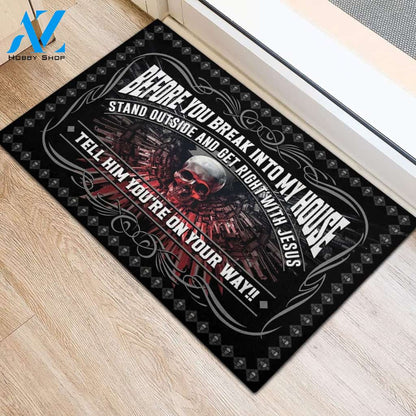 Halloween Skull Before You Break Into My House Doormat Indoor And Outdoor Mat Entrance Rug Sweet Home Decor Housewarming Gift Gift For Friend Family Stem Feminist