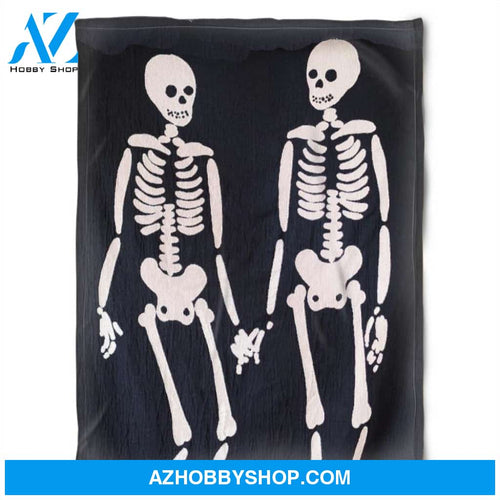 Halloween Skull Couple Fleece Blanket Halloween Adult Blanket