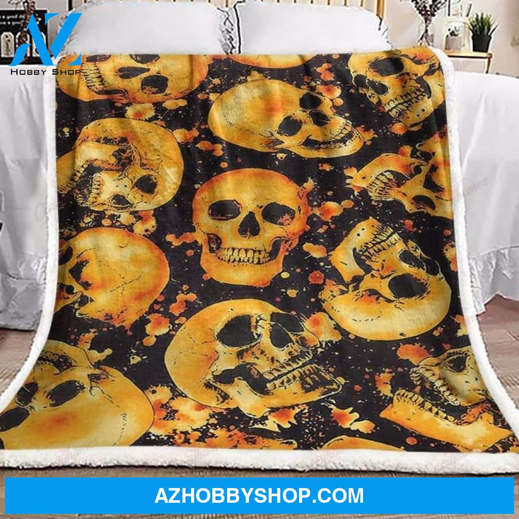 HALLOWEEN SKULL Fleece Blankets, Halloween Blanket, Halloween Throw Blanket, Halloween Fleece Blanket