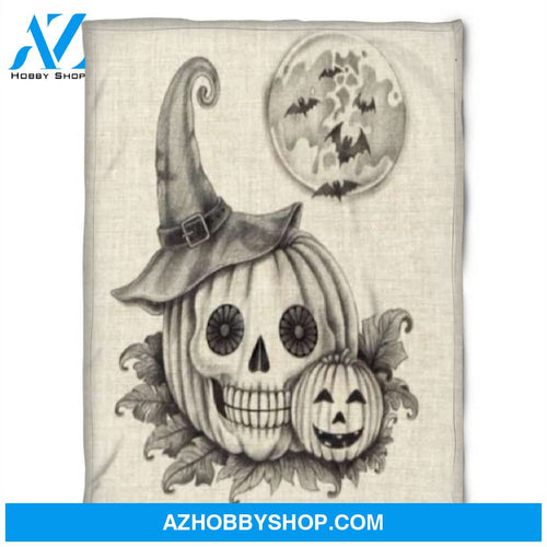 Halloween Skull Hug Pumkin Drawing Art Fleece Blanket Halloween Adult Blanket