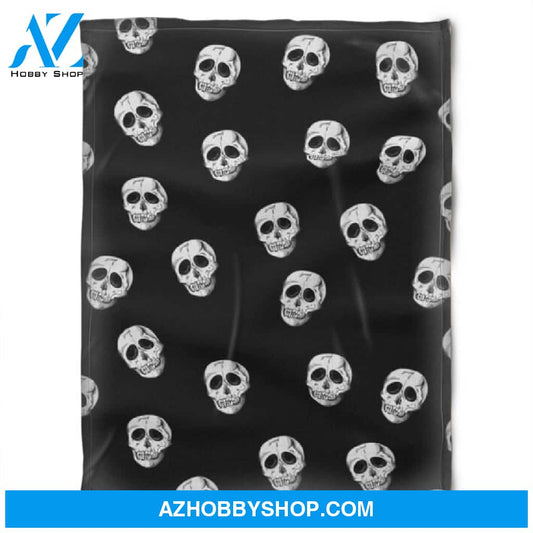 Halloween Skull Pattern Fleece Blanket Halloween Adult Blanket, Pumpkins Emotions Halloween,Trick or Treat Home Decor Bedding Couch Sofa Soft And Comfy Cozy