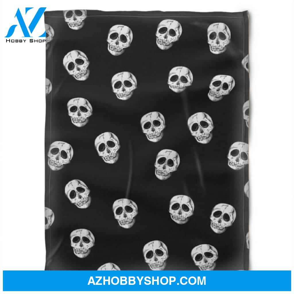 Halloween Skull Pattern Fleece Blanket Halloween Adult Blanket, Pumpkins Emotions Halloween,Trick or Treat Home Decor Bedding Couch Sofa Soft And Comfy Cozy