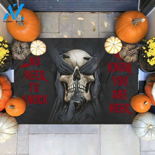Halloween Skull Sh! No Need To Knock Doormat Indoor And Outdoor Mat Entrance Rug Sweet Home Decor Housewarming Gift Gift For Friend Family Stem Feminist