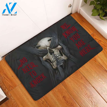 Halloween Skull Sh! No Need To Knock Doormat Indoor And Outdoor Mat Entrance Rug Sweet Home Decor Housewarming Gift Gift For Friend Family Stem Feminist