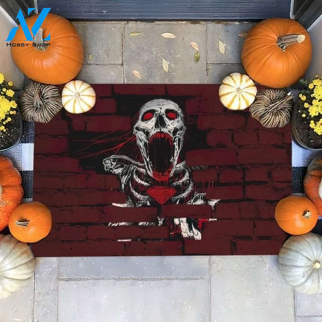Halloween Skull The Red Diamond Doormat Indoor And Outdoor Mat Entrance Rug Sweet Home Decor Housewarming Gift Gift For Friend Family Stem Feminist
