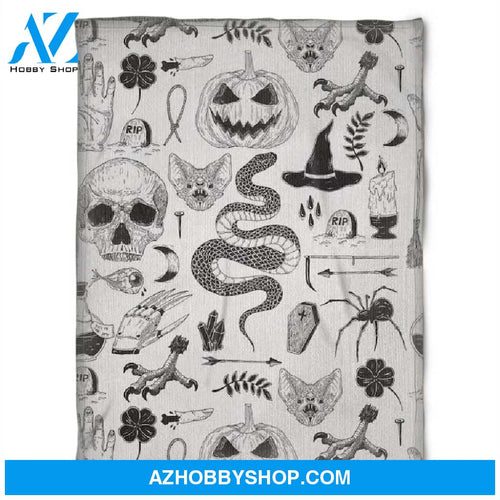 Halloween Snake And Skull Fleece Blanket Halloween Adult Blanket