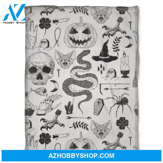 Halloween Snake And Skull Fleece Blanket Halloween Adult Blanket