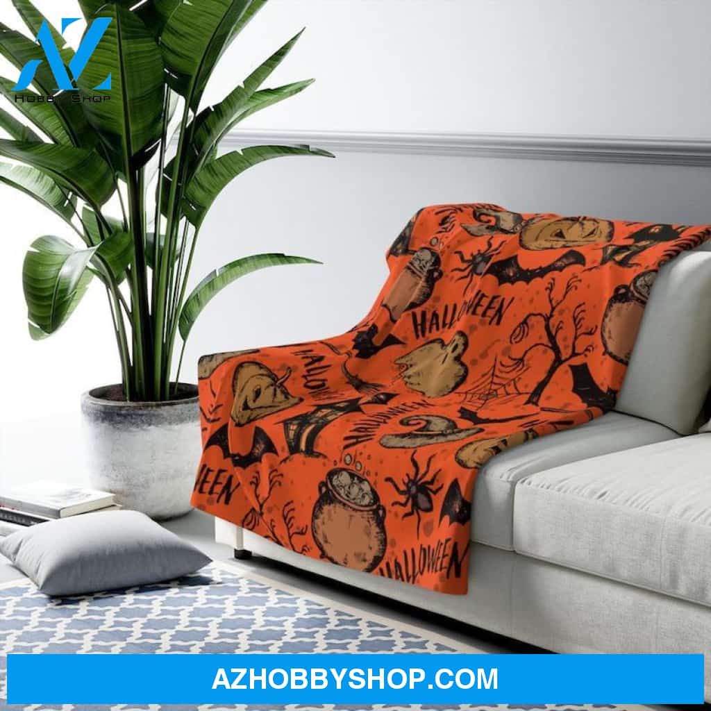 Halloween Spider And Bat For Children Of Liones Fleece Blanket Halloween Adult Blanket