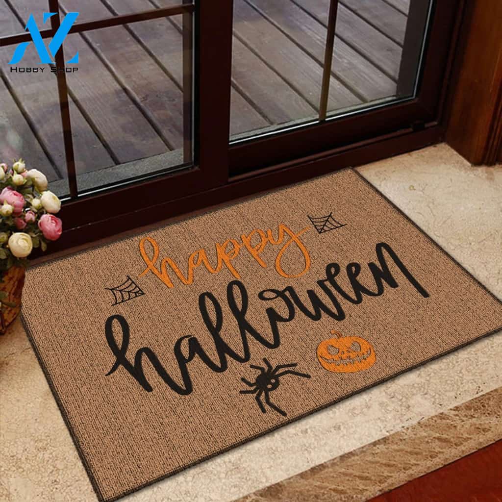 Halloween Spider And Pumpkin Happy Halloween Equality Doormat Indoor And Outdoor Mat Entrance Rug Sweet Home Decor Housewarming Gift Gift For Friend Family Stem Feminist
