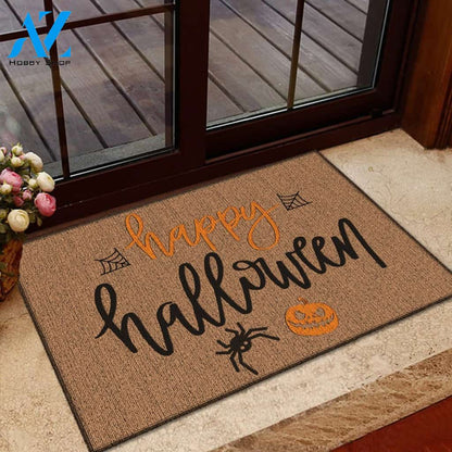 Halloween Spider And Pumpkin Happy Halloween Equality Doormat Indoor And Outdoor Mat Entrance Rug Sweet Home Decor Housewarming Gift Gift For Friend Family Stem Feminist