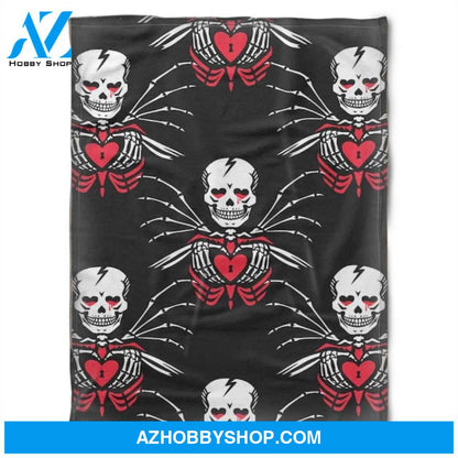 Halloween Spider Skull Heart Fleece Blanket Halloween Adult Blanket