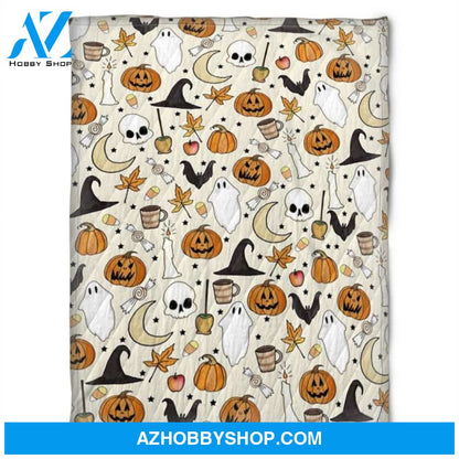 Halloween Spirit With Pumkins Fleece Blanket Halloween Adult Blanket