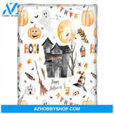 Halloween Spooky Night Fleece Blanket Halloween Adult Blanket, Pumpkins Emotions Halloween,Trick or Treat Home Decor Bedding Couch Sofa Soft And Comfy Cozy