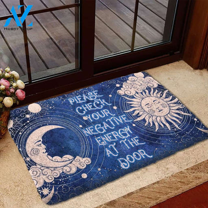 Halloween Sun And Moon Please Check Your Negative Energy At The Door Doormat Indoor And Outdoor Mat Entrance Rug Sweet Home Decor Housewarming Gift Gift For Friend Family Stem Feminist