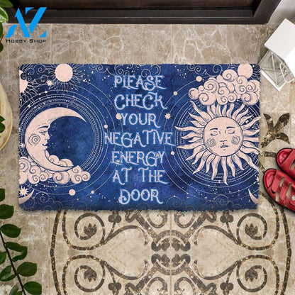 Halloween Sun And Moon Please Check Your Negative Energy At The Door Doormat Indoor And Outdoor Mat Entrance Rug Sweet Home Decor Housewarming Gift Gift For Friend Family Stem Feminist