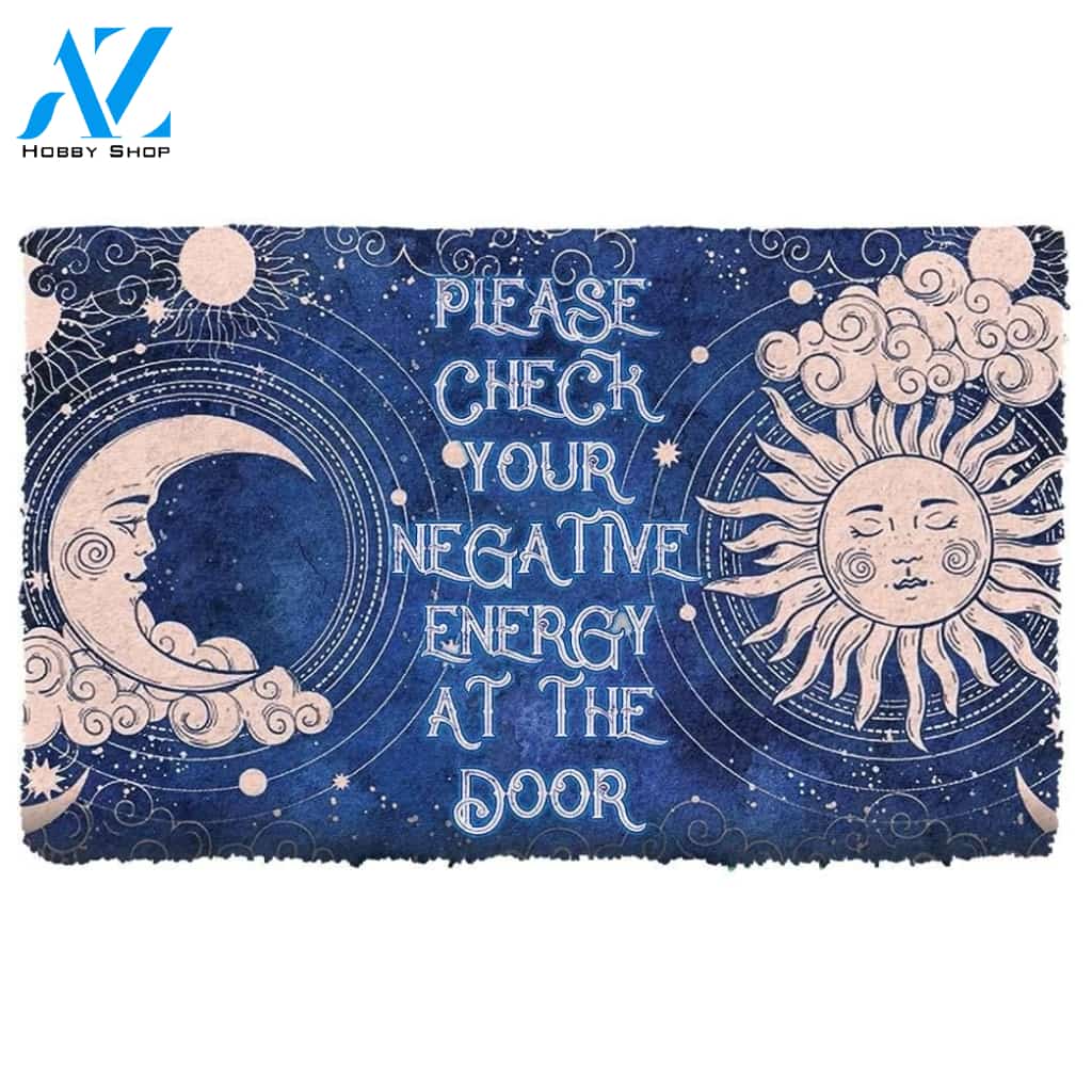 Halloween Sun And Moon Please Check Your Negative Energy At The Door Doormat Indoor And Outdoor Mat Entrance Rug Sweet Home Decor Housewarming Gift Gift For Friend Family Stem Feminist