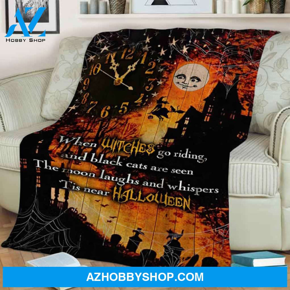 Halloween The Moon Laughs And Whispers Fleece Blanket Gift For Family, Birthday, Halloween, Couple Gift Home Decor Bedding Couch Sofa Soft and Comfy