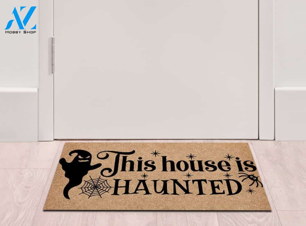 Halloween This House Is Haunted Equality Doormat Indoor And Outdoor Mat Entrance Rug Sweet Home Decor Housewarming Gift Gift For Friend Family Stem Feminist