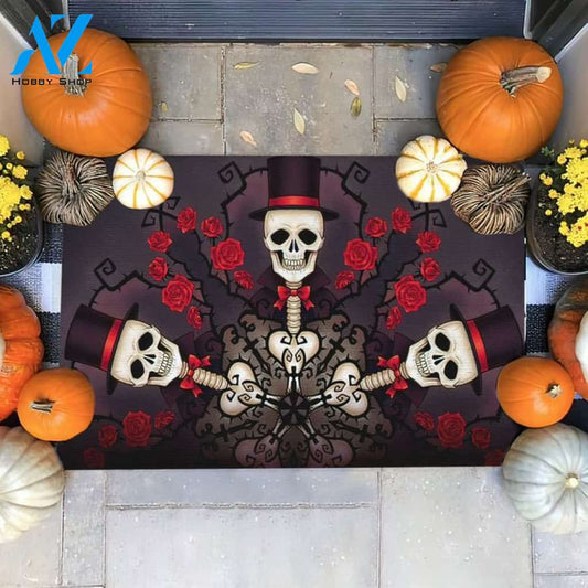Halloween Three Skeleton Doormat Indoor And Outdoor Mat Entrance Rug Sweet Home Decor Housewarming Gift Gift For Friend Family Stem Feminist