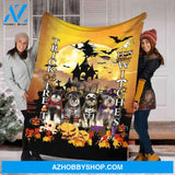 Halloween Trick Or Treat Dog Witches Fleece Blanket Gift For Family, Birthday, Halloween, Couple Gift Home Decor Bedding Couch Sofa Soft and Comfy
