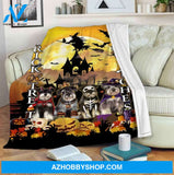 Halloween Trick Or Treat Dog Witches Fleece Blanket Gift For Family, Birthday, Halloween, Couple Gift Home Decor Bedding Couch Sofa Soft and Comfy