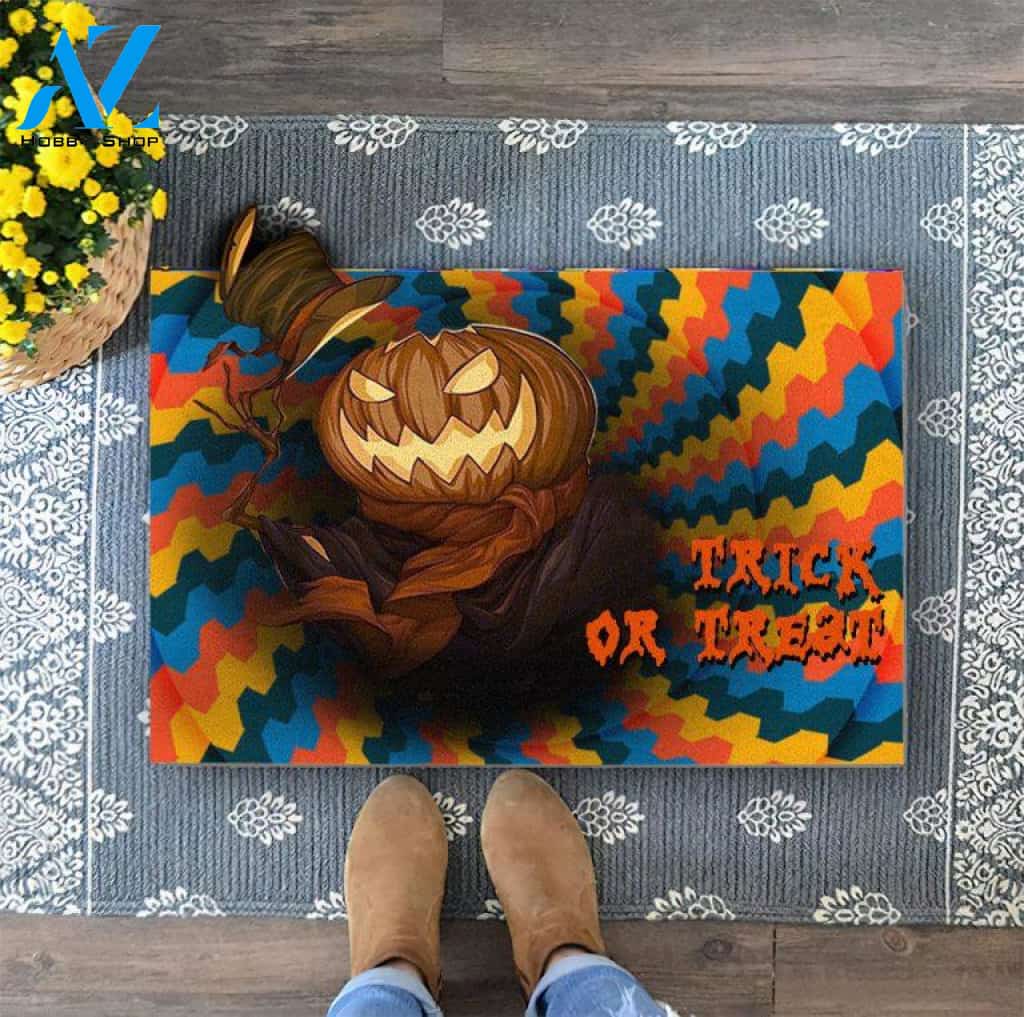 Halloween Trick Or Treat Pumpkin Doormat Indoor And Outdoor Mat Entrance Rug Sweet Home Decor Housewarming Gift Gift For Friend Family Stem Feminist