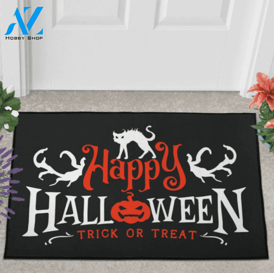 Halloween Trick Or Treat White Cat Equality Doormat Indoor And Outdoor Mat Entrance Rug Sweet Home Decor Housewarming Gift Gift For Friend Family Stem Feminist