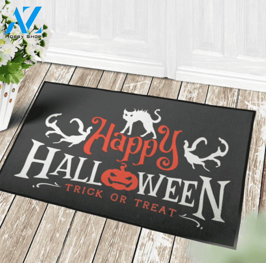 Halloween Trick Or Treat White Cat Equality Doormat Indoor And Outdoor Mat Entrance Rug Sweet Home Decor Housewarming Gift Gift For Friend Family Stem Feminist