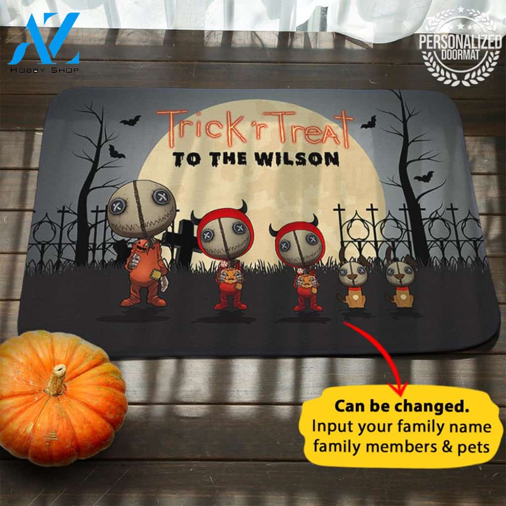 Halloween Trick'r Treat Personalized Doormat