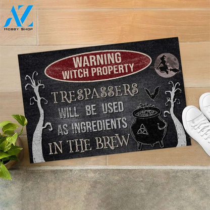 Halloween Warning Witch Property Doormat Indoor And Outdoor Mat Entrance Rug Sweet Home Decor Housewarming Gift Gift For Friend Family Stem Feminist