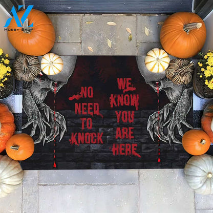 Halloween We Know You Are Here Skull Doormat Indoor And Outdoor Mat Entrance Rug Sweet Home Decor Housewarming Gift Gift For Friend Family Stem Feminist