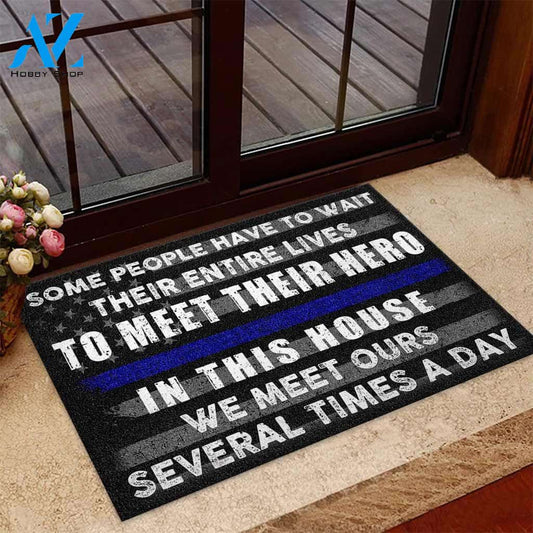 Halloween We Meet Ours Several Times A Day Doormat Indoor And Outdoor Mat Entrance Rug Sweet Home Decor Housewarming Gift Gift For Friend Family Stem Feminist
