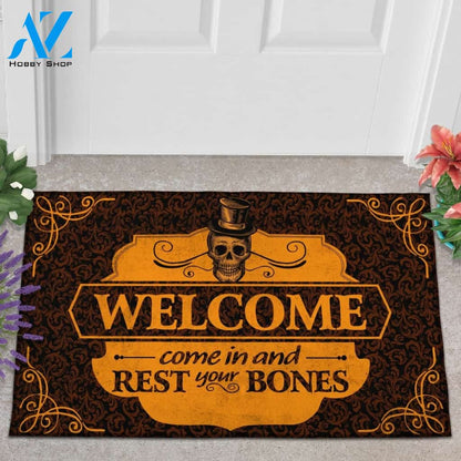 Halloween Welcome In And Rest Your Bone Doormat Indoor And Outdoor Mat Entrance Rug Sweet Home Decor Housewarming Gift Gift For Friend Family Stem Feminist