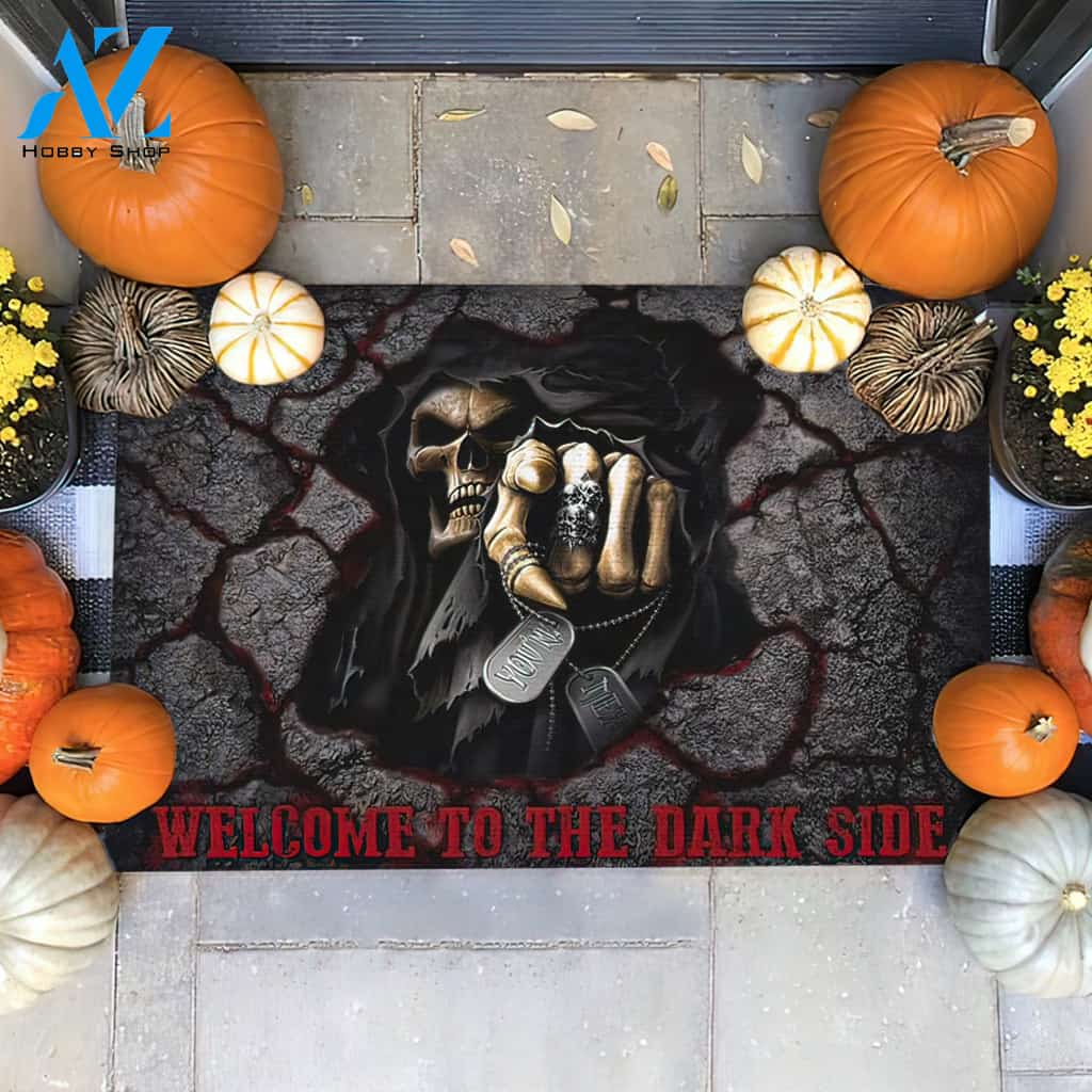 Halloween Welcome To The Dark Side Skull Doormat Indoor And Outdoor Mat Entrance Rug Sweet Home Decor Housewarming Gift Gift For Friend Family Stem Feminist